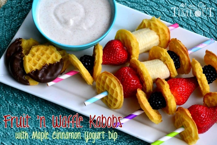 Fruit 'N Waffle Kabobs with Maple Cinnamon Yogurt Dip | Mom On Timeout - The perfect dip for fruit and waffles made with Greek yogurt.