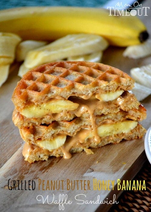 Grilled Peanut Butter Honey Banana Waffle Sandwich | Mom On Timeout