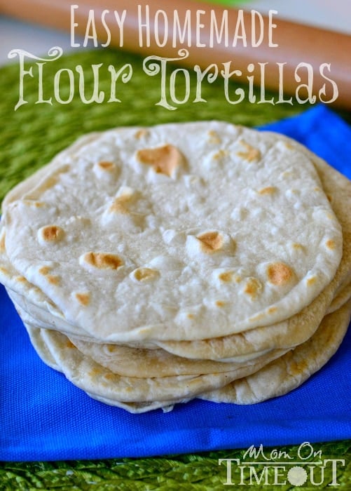 Easy Homemade Flour Tortillas - Making your own tortillas is easier than you think! Try this easy recipe for flour tortillas at your next Mexican fiesta! | MomOnTimeout.com| #recipe #Mexican #diy