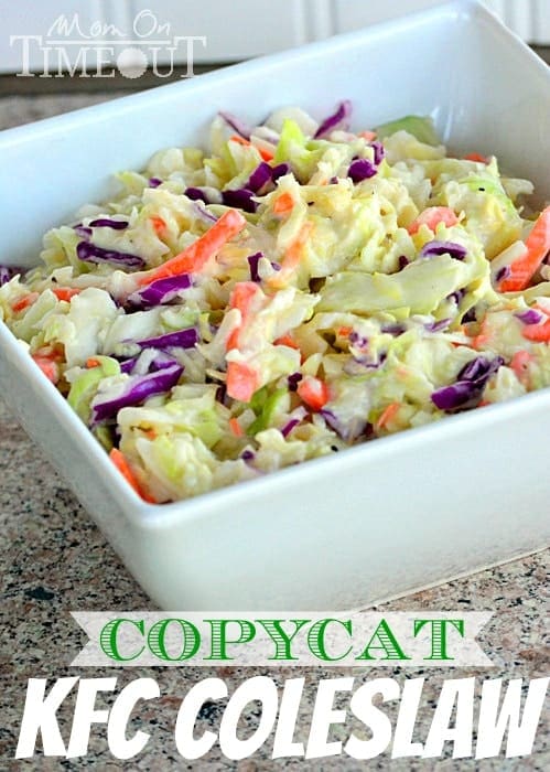 Delicious Copycat KFC Coleslaw recipe – this coleslaw is the perfect side dish to every barbecue and it’s great to bring to pot lucks and other get-togethers.| MomOnTimeout.com