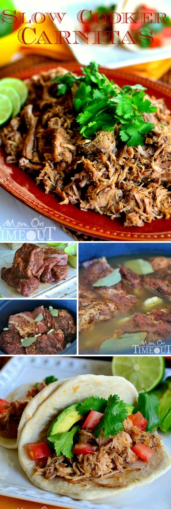 Muy Bueno Slow Cooker Carnitas - Enjoy the delicious flavors of carnitas straight from your slow cooker! Muy Bueno! | MomOnTimeout.com