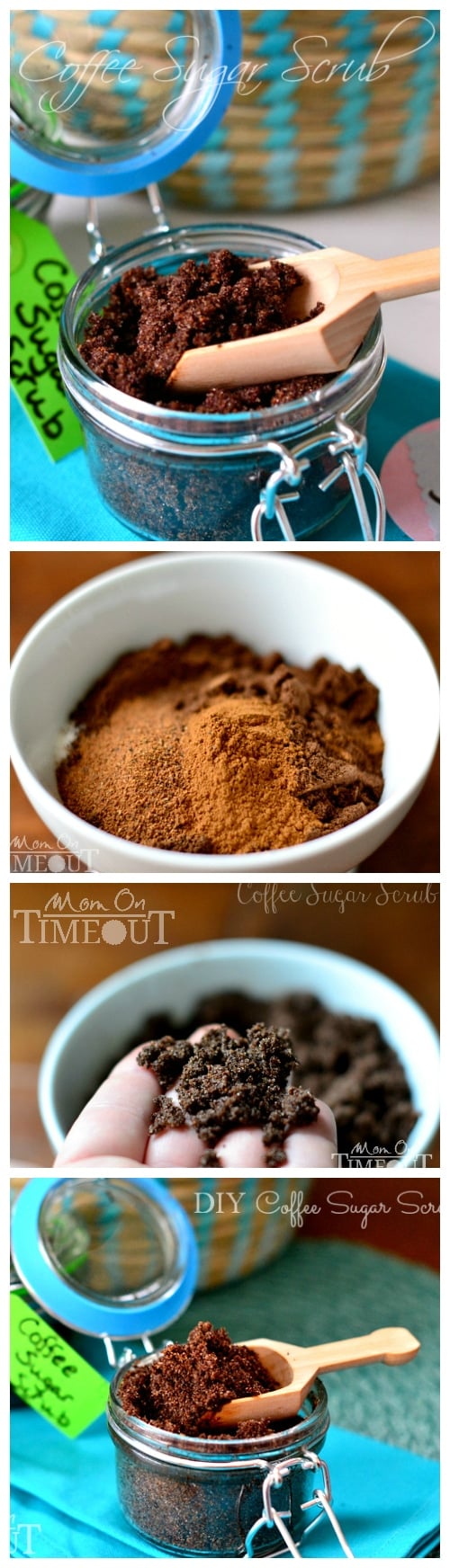 DIY Coffee Sugar Scrub | MomOnTimeout.com Make your own deliciously fragrant scrub at home!  Wonderful for exfoliation and can be made with ingredients you already have on hand! #diy #gifts