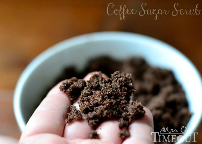 DIY Coffee Sugar Scrub | MomOnTimeout.com Make your own deliciously fragrant scrub at home!  Wonderful for exfoliation and can be made with ingredients you already have on hand! #diy #gifts