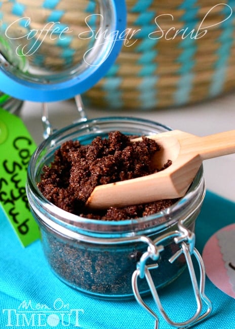 DIY Coffee Sugar Scrub | MomOnTimeout.com Make your own deliciously fragrant scrub at home!  Wonderful for exfoliation and can be made with ingredients you already have on hand! #diy #gifts