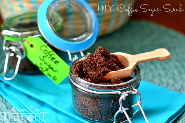 DIY Coffee Sugar Scrub | MomOnTimeout.com Make your own deliciously fragrant scrub at home!  Wonderful for exfoliation and can be made with ingredients you already have on hand! #diy #gifts