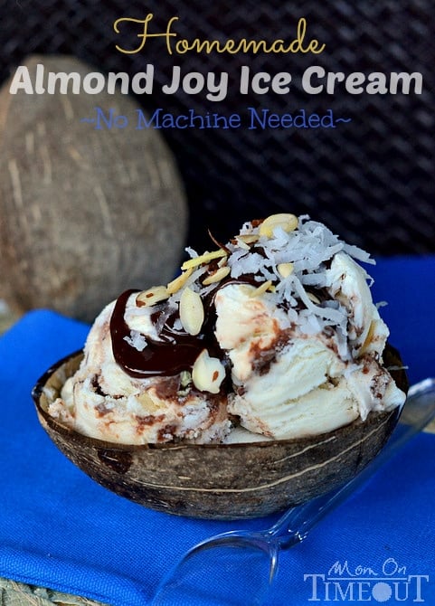 Homemade Almond Joy Ice Cream - No Machine Needed! | MomOnTimeout.com Homemade Almond Joy Ice Cream - No Machine Needed! | MomOnTimeout.com