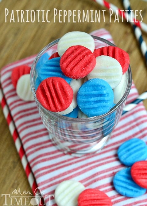 Red, White and Blue Peppermint Patties - You pick the color and flavor! This easy candy recipe is super easy to prepare and taste delicious! Great fun for Memorial Day, 4th of July, and Labor Day! | MomOnTimeout.com | #recipe