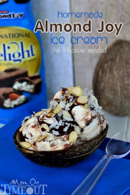 Homemade Almond Joy Ice Cream - No Machine Needed! | MomOnTimeout.com