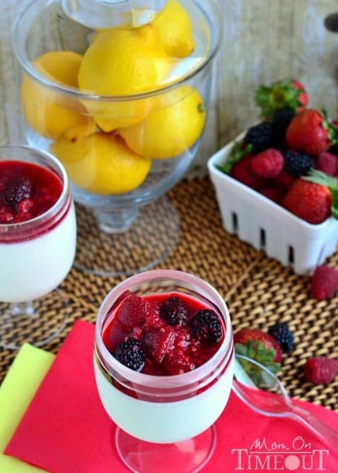 Lemon Panna Cotta with Mixed Berry Compote from MomOnTimeout.com Easier than you think and so, so delicious!