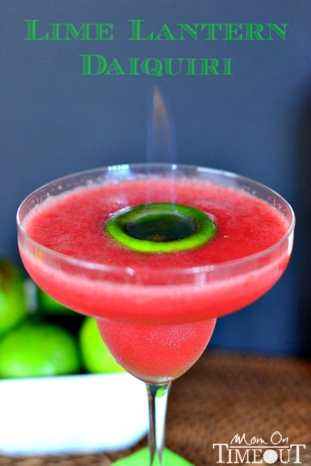 Lime Lantern Daiquiri - A tantalizing daiquiri made with fresh watermelon, lime juice and BACARDI® Mixers Strawberry Daiquiri mix from MomOnTimeout.com