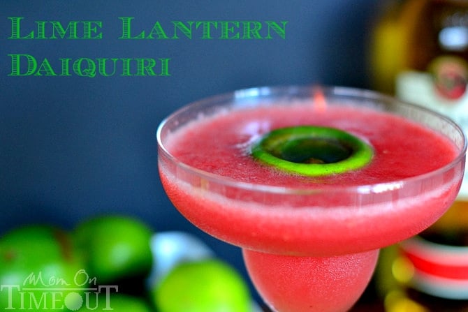 Lime Lantern Daiquiri - A tantalizing daiquiri made with fresh watermelon, lime juice and BACARDI® Mixers Strawberry Daiquiri mix from MomOnTimeout.com