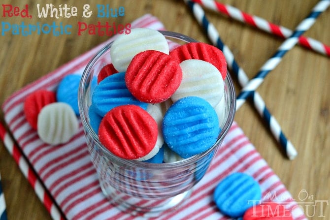 Red, White and Blue Peppermint Patties from MomOnTimeout.com - You pick the color and flavor! These patties are super easy to prepare and taste delicious!