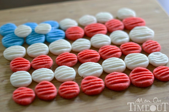 Red, White and Blue Peppermint Patties from MomOnTimeout.com - You pick the color and flavor! These patties are super easy to prepare and taste delicious!