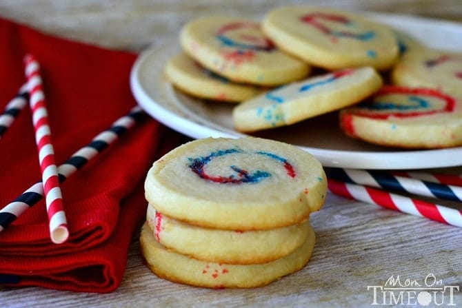 Red, White and Blue Sparkler Cookies are perfect for 4th of July, Memorial Day and more!  MomOnTimeout.com