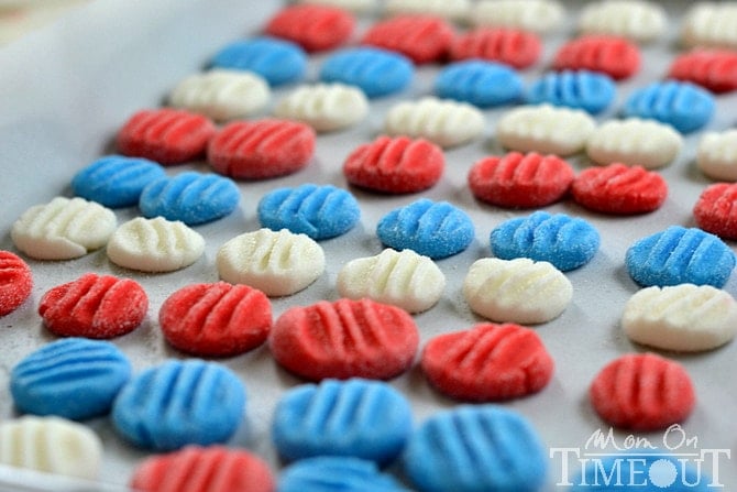 Red, White and Blue Peppermint Patties from MomOnTimeout.com - You pick the color and flavor! These patties are super easy to prepare and taste delicious!