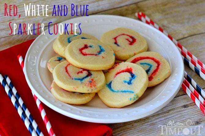 Red, White and Blue Sparkler Cookies are perfect for 4th of July, Memorial Day and more!  MomOnTimeout.com