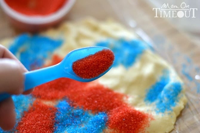 Red, White and Blue Sparkler Cookies are perfect for 4th of July, Memorial Day and more!  MomOnTimeout.com