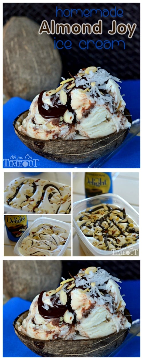 Homemade Almond Joy Ice Cream - No Machine Needed! | MomOnTimeout.com