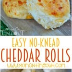 2 image collage of cheddar rolls with baked rolls on top and unbaked rolls on bottom