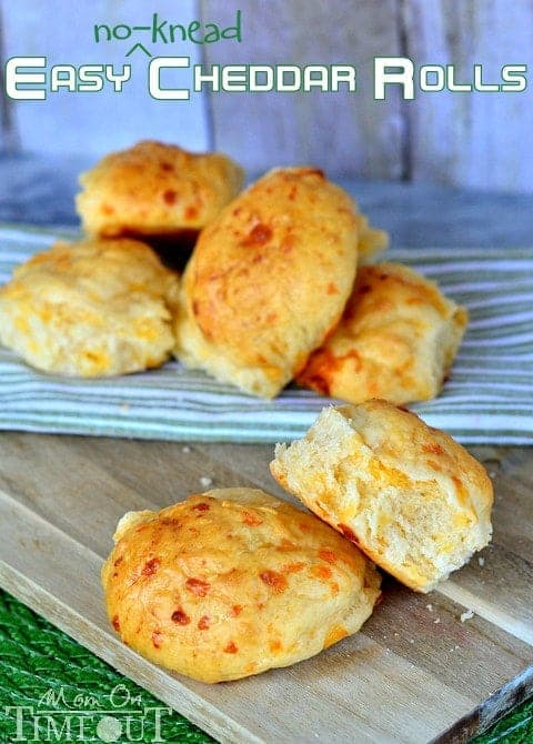 Easy No-Knead Cheddar Rolls | MomOnTimeout.com