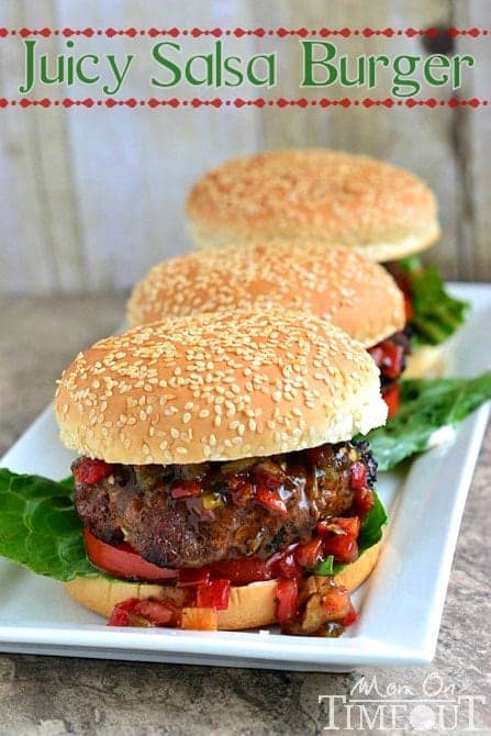 Juicy Salsa Burgers made with a secret ingredient!  | MomOnTimeout.com