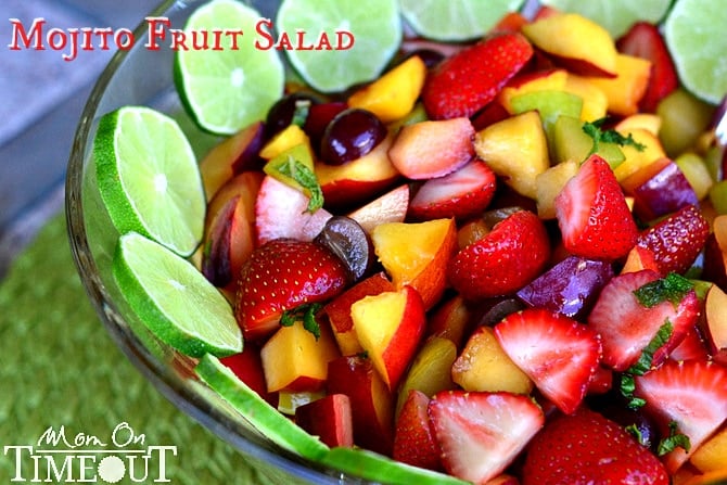 Mojito Fruit Salad | MomOnTimeout.com A delicious fruit salad with mojito flavor! #fruit #salad