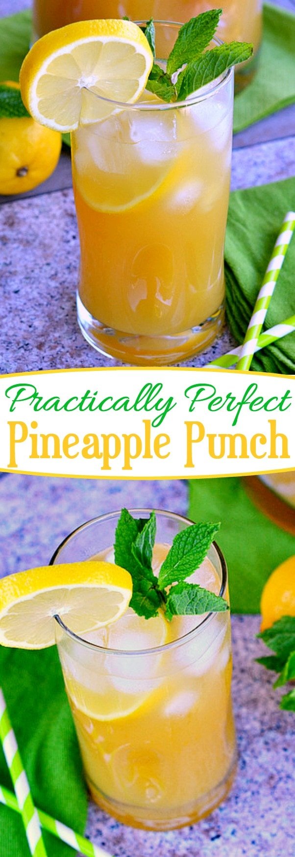 Practically Perfect Pineapple Punch is totally refreshing on a hot summer day! Cocktail or punch - it's your choice! // Mom On Timeout