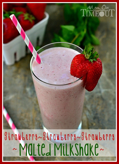 Strawberry Malted Milkshake that will blow your mind! | MomOnTimeout.com 