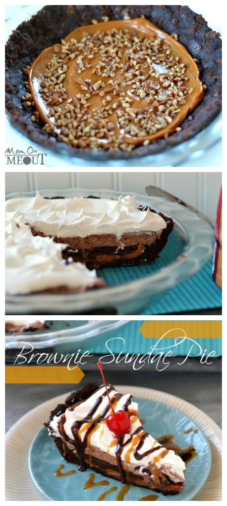 Brownie Sundae Pie from MomOnTimeout.com | This delectable pie starts with a brownie crust and just gets better from there! #easy #recipe