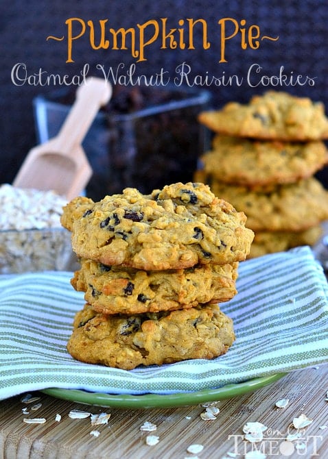 Pumpkin Pie Oatmeal Walnut Raisin Cookies from MomOnTimeout.com | The flavors of Fall all in a cookie!  #cookie #recipe #pumpkin