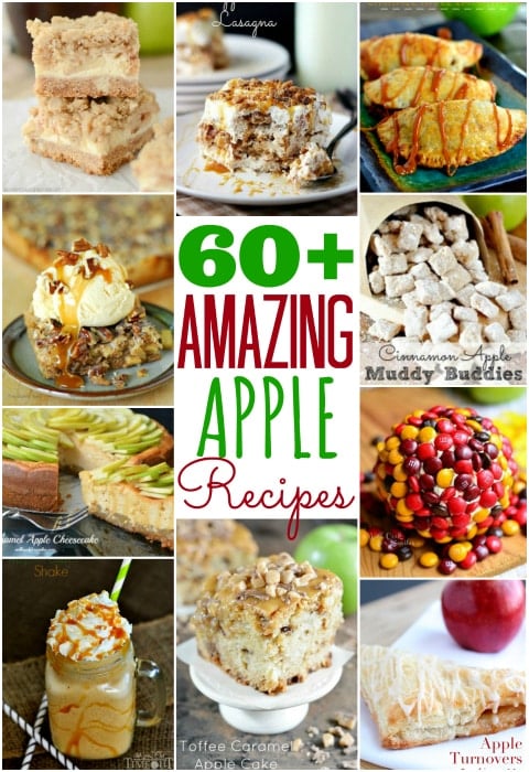 Over 60 amazing apple recipes including pies, cakes, brownies, bars and more! | MomOnTimeout.com