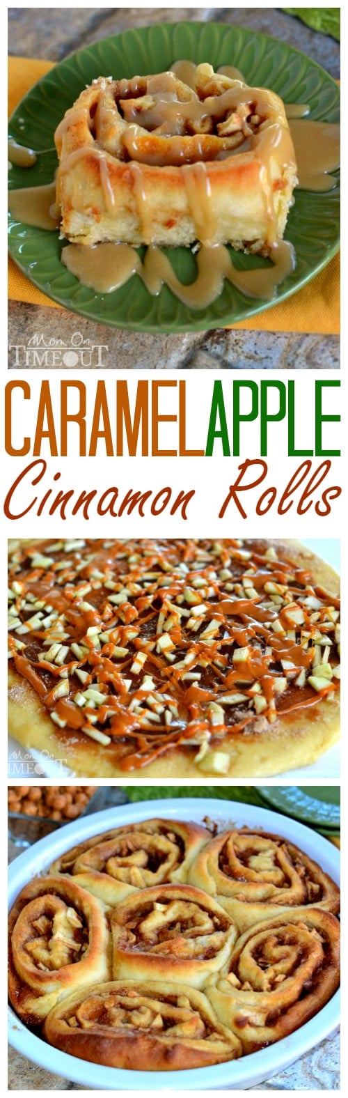 Craving caramel apples? Try these Caramel Apple Cinnamon Rolls for a sweetly satisfying breakfast treat! These gorgeous rolls are topped with a mouth-watering caramel icing and filled with Granny Smith apples and caramel. | MomOnTimeout.com | #fall #breakfast #recipe #caramel #apple