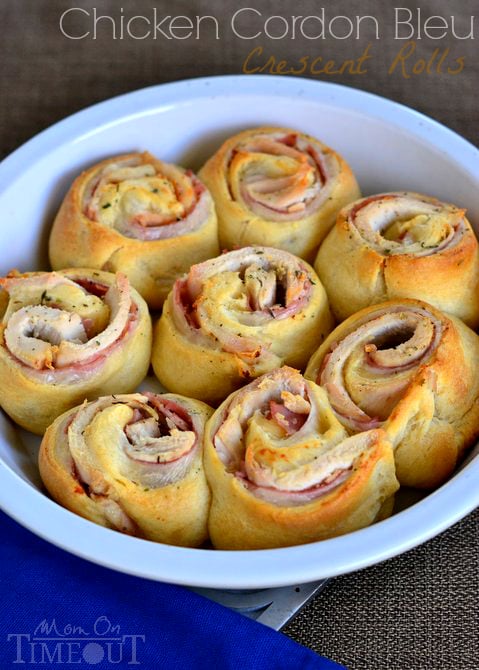 Chicken Cordon Bleu Crescent Rolls make dinner easy and your family happy! | MomOnTimeout.com