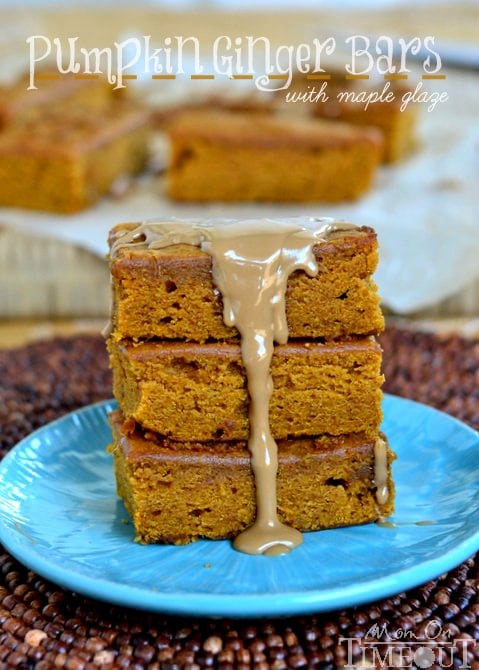 These Pumpkin Ginger Bars are packed with fabulous, vibrant flavors and topped with a sweet maple glaze!  | MomOnTimeout.com