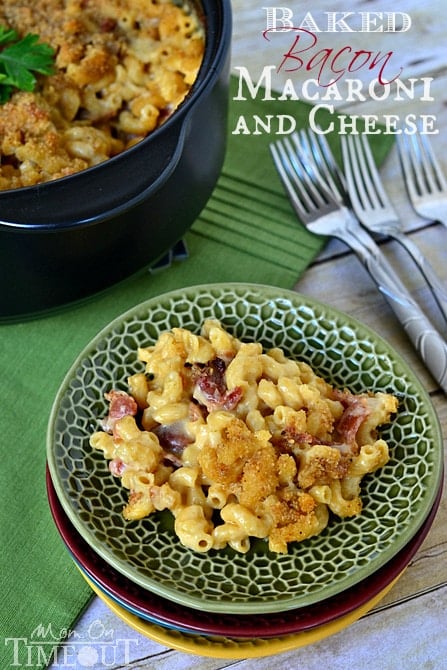 Baked Macaroni and Cheese with Bacon and Caramelized Onions | MomOnTimeout.com #sponsored