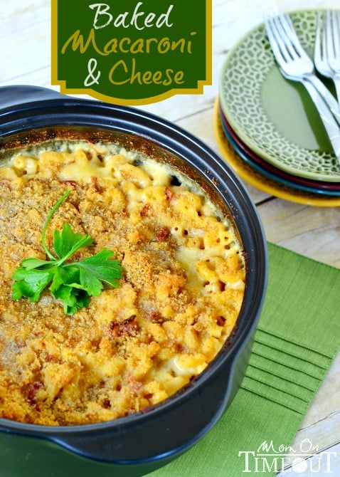 Baked Macaroni and Cheese with Bacon and Caramelized Onions | MomOnTimeout.com #sponsored