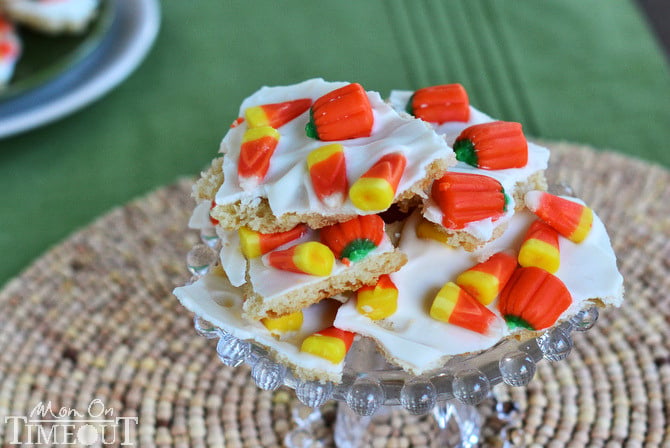 Candy Corn Sugar Cookie Bark is perfect for Halloween! | MomOnTimeout.com #Halloween #recipe
