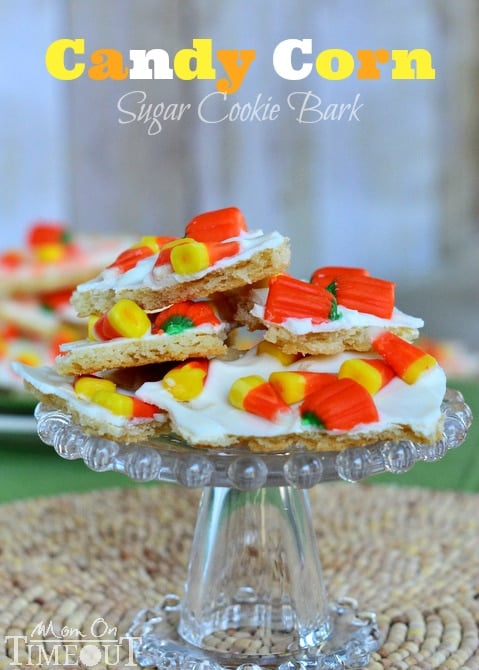 Candy Corn Sugar Cookie Bark is perfect for Halloween! | MomOnTimeout.com #Halloween #recipe