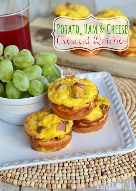 Potato, Ham and Cheese Crescent Mini Quiches are easy to make and fun to eat! | MomOnTimeout.com