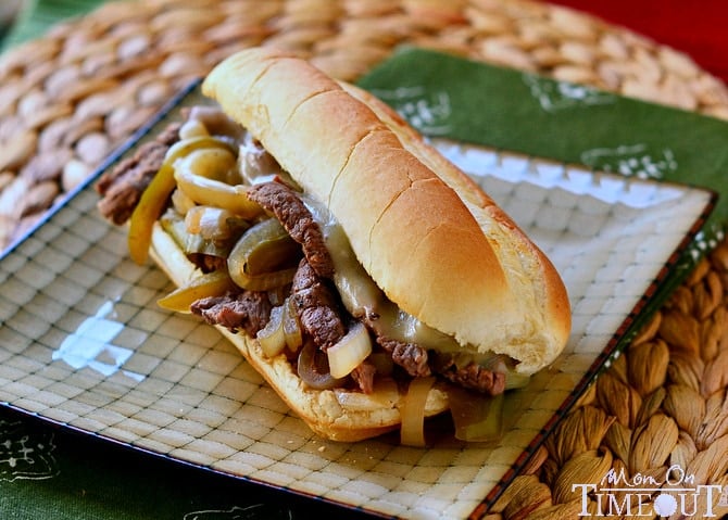 Slow Cooker Philly Cheesesteaks are so easy to make any night of the week! | MomOnTimeout.com