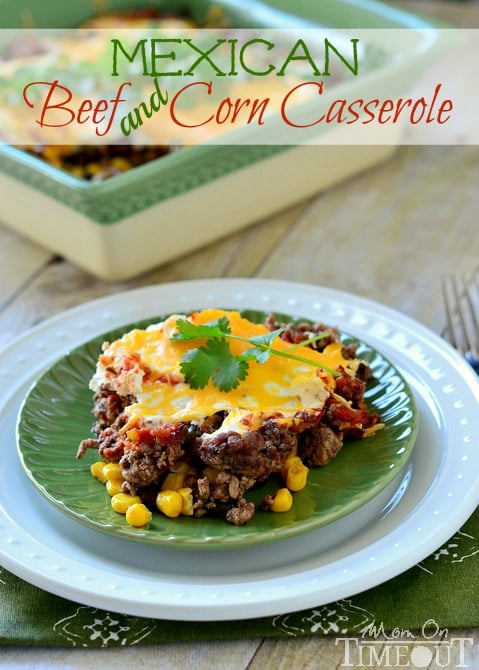 Mexican Beef and Corn Casserole is a fabulously easy dinner option that takes just 30 minutes! | MomOnTimeout.com #sponsored #dinner