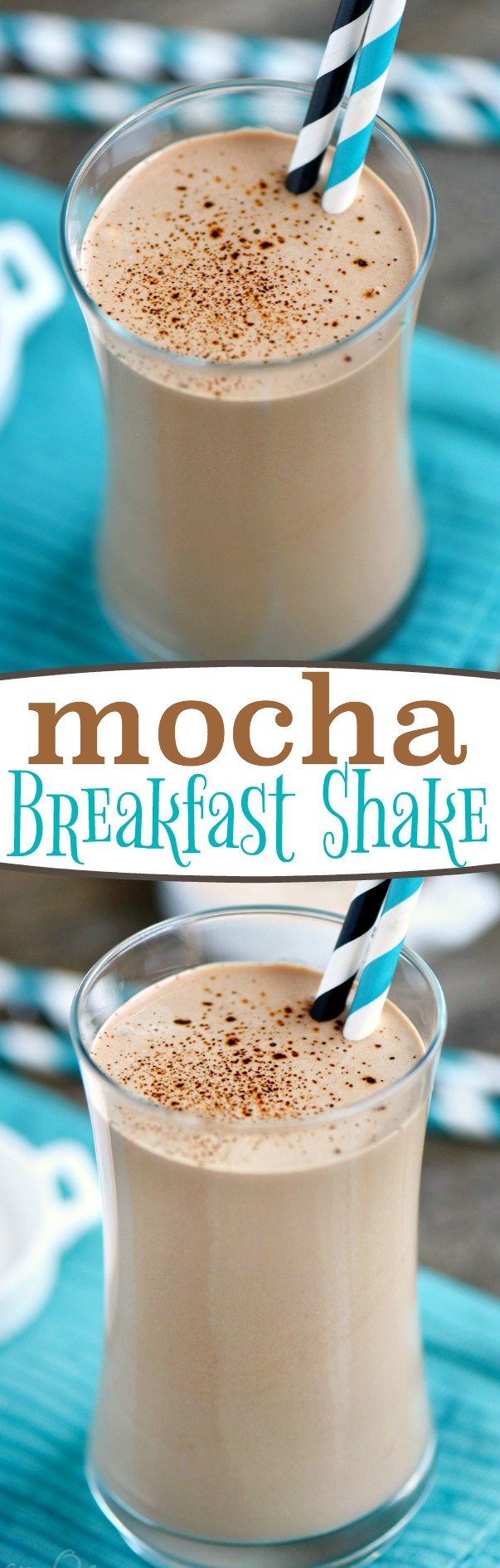 This delicious Mocha Breakfast Shake is made with Greek yogurt for a wake-me-up, protein-packed breakfast! For those mornings when only coffee AND chocolate will do! // Mom On Timeout