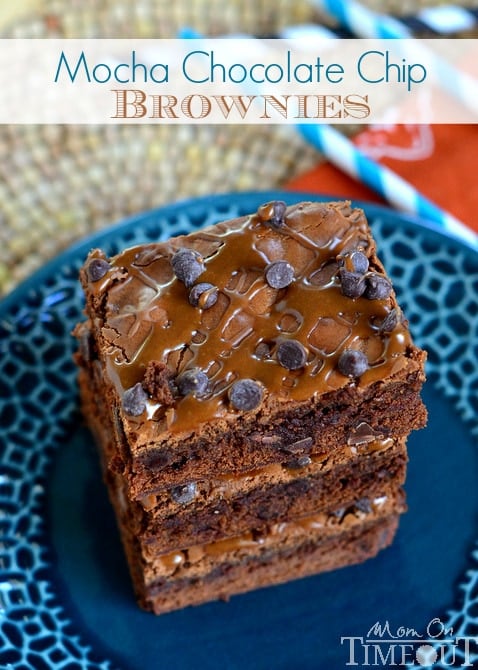 Totally decadent, totally delicious, these Mocha Chocolate Chip Brownies make a stunning, homemade treat that takes just minutes longer than a box mix! | MomOnTimeout.com