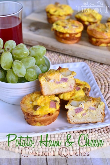 Potato, Ham and Cheese Crescent Mini Quiches are easy to make and fun to eat! | MomOnTimeout.com