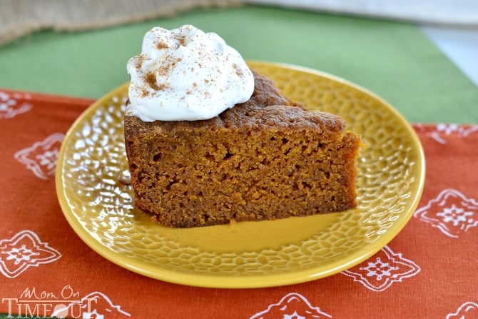 An unbelievably moist and delicious Pumpkin Cake straight from your slow cooker! MomOnTimeout.com