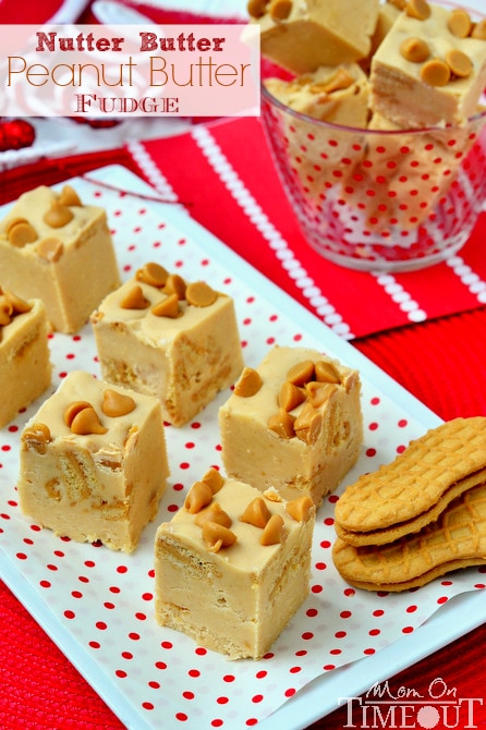 This Nutter Butter Peanut Butter Fudge is perfect for peanut butter lovers!  Ultra smooth peanut butter fudge filled with Nutter Butter Cookies. Yep! Fudge just got better! | MomOnTimeout.com