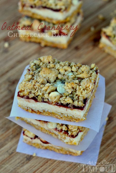 Oatmeal Cranberry Cheesecake Bars are the perfect dessert for this holiday season! | MomOnTimeout.com