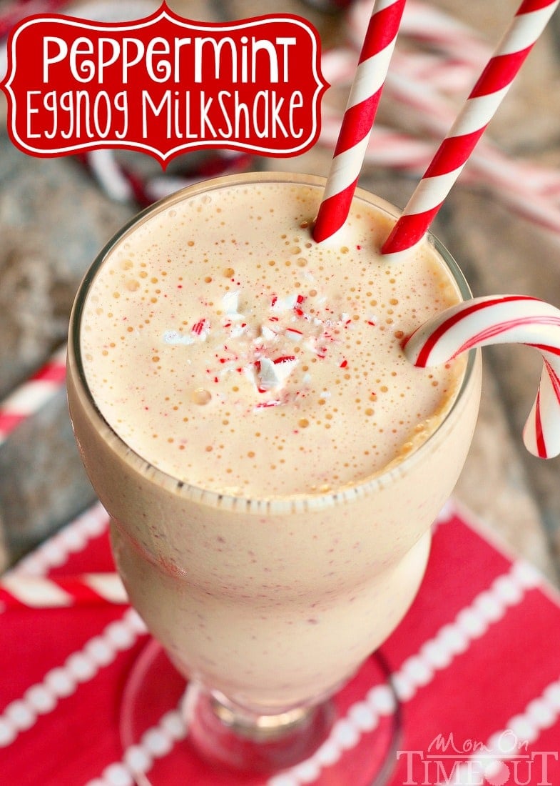 Two of my favorite holiday flavors come together magnificently in this exceptional Peppermint Eggnog Milkshake! An amazing drink for your next holiday or Christmas party!