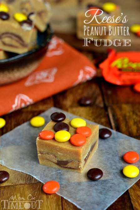 This wonderfully easy Reese's Peanut Butter Fudge takes only 5 minutes to prepare and will satisfy your deepest peanut butter cravings! | MomOnTimeout.com