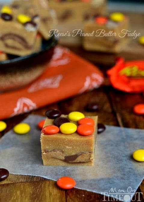 This wonderfully easy Reese's Peanut Butter Fudge takes only 5 minutes to prepare and will satisfy your deepest peanut butter cravings! | MomOnTimeout.com